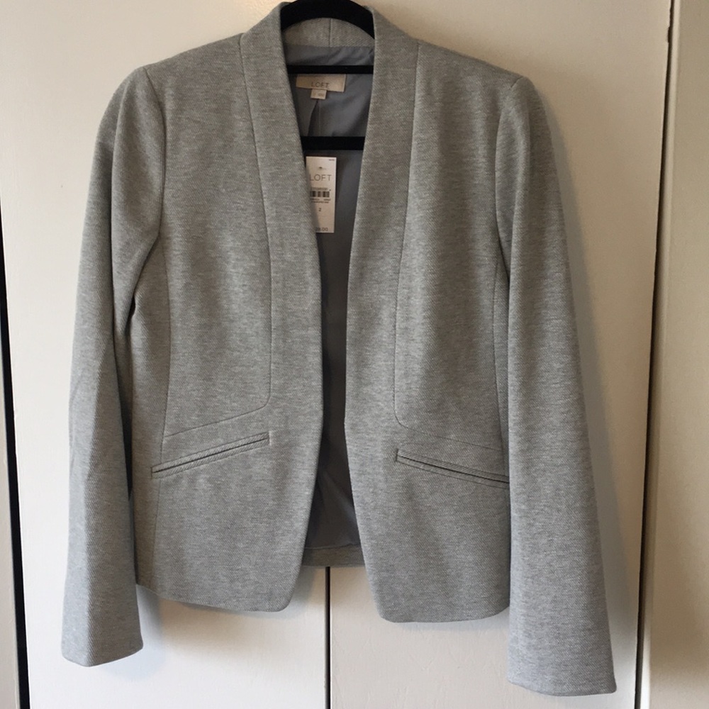 NWT LOFT gray cotton blazer